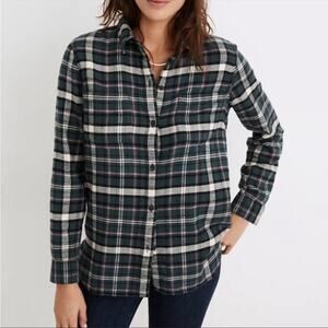 Madewell Flannel Ex Boyfriend Shirt Top in Baywood Plaid Women Size Medium
